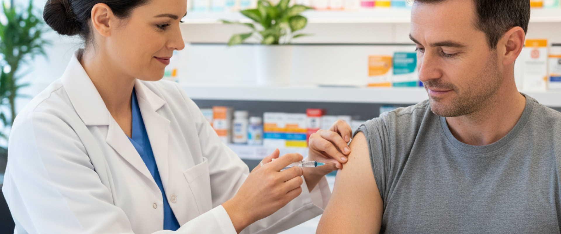 Winter flu shot being administered at Flinders Discount Chemist, your go-to pharmacy near me in NSW