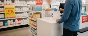 Discount Chemist vs Loyalty Card: Which Actually Saves You More? text against a blurred background of Flinders Discount